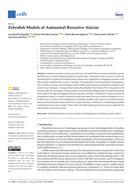 Zebrafish Models of Autosomal Recessive Ataxias