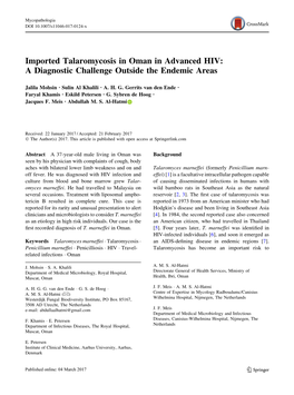 Imported Talaromycosis in Oman in Advanced HIV: a Diagnostic Challenge Outside the Endemic Areas