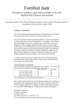Fortified Junk Examples of Children’S Junk Foods Available in the UK, Fortified with Vitamins and Minerals