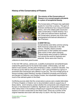 History of the Conservatory of Flowers