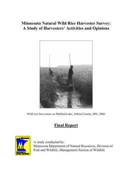 Minnesota Wild Rice Harvester Survey Are Reviewed Below