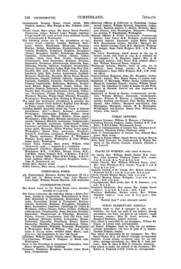 CUMBERLAND. Oockermouth Nursing Home, Crown Street, Miss Relieving Officers & Collectors to Guardiam: Cocker• Swallow, Matron; Miss Waugh & Mrs