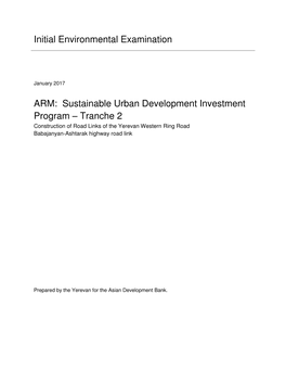 Initial Environmental Examination ARM: Sustainable Urban