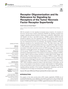 Receptor Oligomerization and Its Relevance for Signaling by Receptors of the Tumor Necrosis Factor Receptor Superfamily