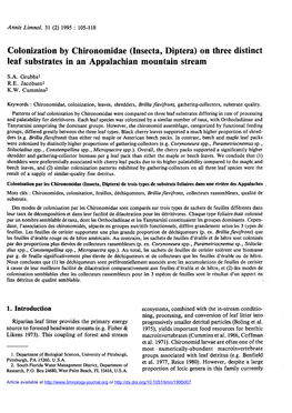 Colonization by Chironomidae \(Insecta, Diptera\) on Three Distinct