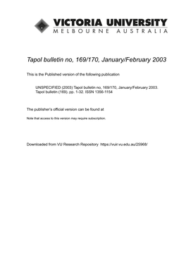 Tapol Bulletin No, 169/170, January/February 2003