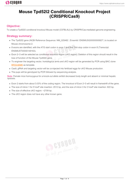 Mouse Tpd52l2 Conditional Knockout Project (CRISPR/Cas9)