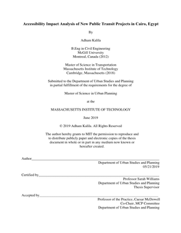 Accessibility Impact Analysis of New Public Transit Projects in Cairo, Egypt