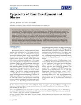 Epigenetics of Renal Development and Disease