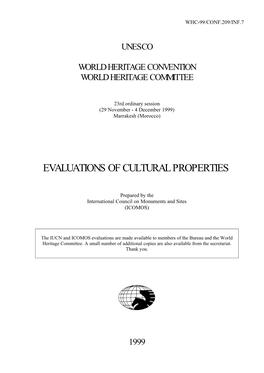 Evaluations of Cultural Properties