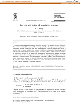 Suprema and Infima of Association Schemes