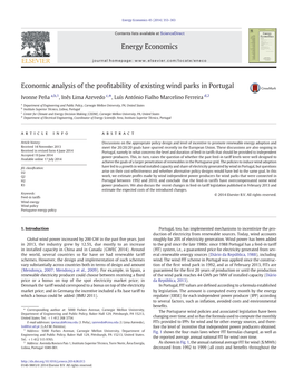 Economic Analysis of the Profitability of Existing Wind Parks in Portugal