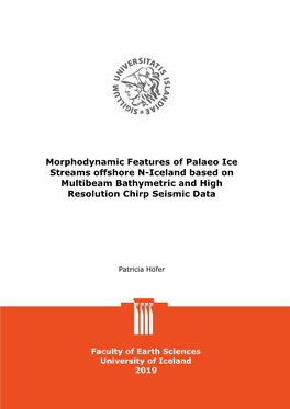 Morphodynamic Features of Palaeo Ice Streams Offshore N-Iceland Based on Multibeam Bathymetric and High Resolution Chirp Seismic Data