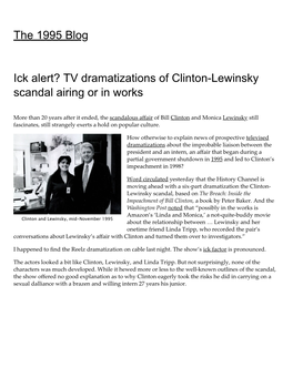 The 1995 Blog Ick Alert? TV Dramatizations of Clinton-Lewinsky