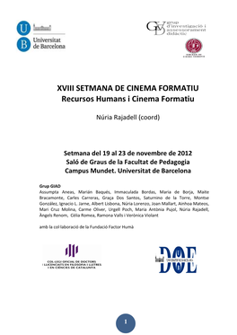 XVIII SETMANA DE CINEMA FORMATIU Recursos Humans I Cinema Formatiu