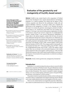 Evaluation of the Genotoxicity and Mutagenicity of Ca3sio5-Based