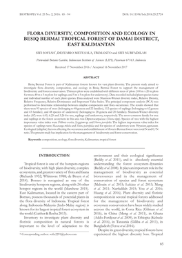 Flora Diversity, Composition and Ecology in Besiq Bermai Tropical Forest of Damai District, East Kalimantan