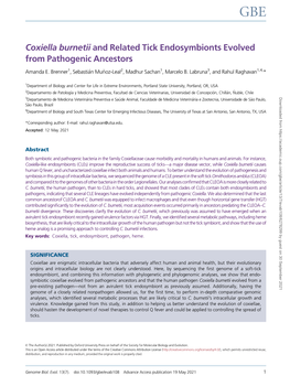 Coxiella Burnetii and Related Tick Endosymbionts Evolved from Pathogenic Ancestors