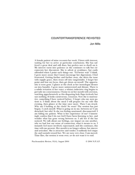 COUNTERTRANSFERENCE REVISITED Jon Mills