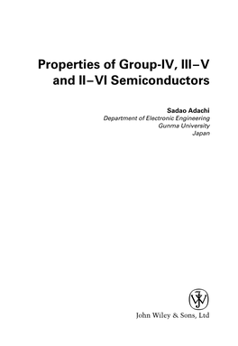 Properties of Group-IV, III–V and II–VI Semiconductors