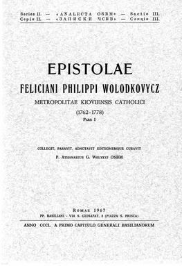 Epistolae Feliciani Philippi Wolodkovycz