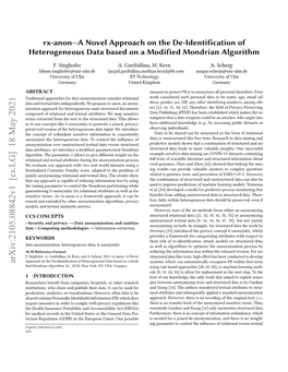 Rx-Anon—A Novel Approach on the De-Identification of Heterogeneous Data Based on a Modified Mondrian Algorithm