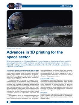 Advances in 3D Printing for the Space Sector