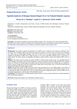 Spatial Analysis of Dengue Hemorrhagic Fever in Talaud Islands Regency