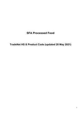 Product Codes for Processed Food