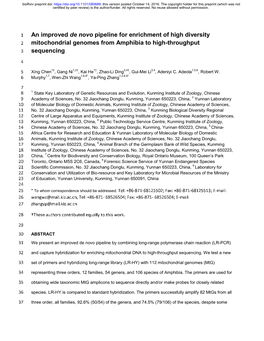 An Improved De Novo Pipeline for Enrichment of High Diversity 2 Mitochondrial Genomes from Amphibia to High-Throughput 3 Sequencing