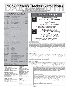 2008-09 Men's Hockey Game Notes