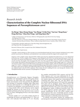 Characterization of the Complete Nuclear Ribosomal DNA Sequences of Paramphistomum Cervi