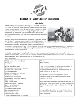 Handout 1A - Dylan’S Literary Inspirations