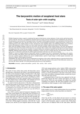 The Barycentric Motion of Exoplanet Host Stars: Tests of Solar Spin-Orbit