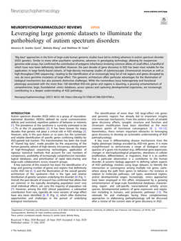 Leveraging Large Genomic Datasets to Illuminate the Pathobiology of Autism Spectrum Disorders