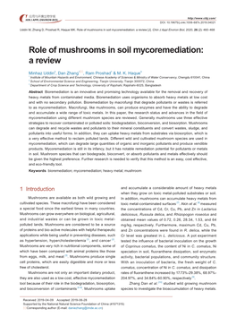 Role of Mushrooms in Soil Mycoremediation: a Review [J]