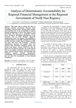 Analysis of Determinants Accountability for Regional Financial Management in the Regional Government of North Nias Regency