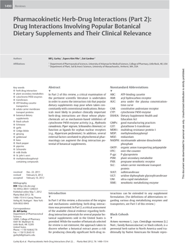 Pharmacokinetic Herb-Drug Interactions (Part 2): Drug Interactions Involving Popular Botanical Dietary Supplements and Their Clinical Relevance