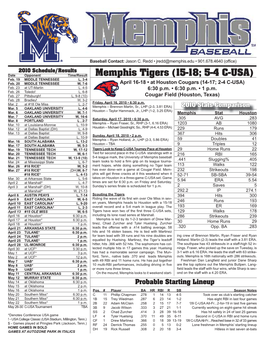 Memphis Tigers (15-18; 5-4 C-USA) Feb