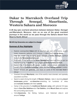 Dakar to Marrakech Overland Trip Through Senegal, Mauritania, Western Sahara and Morocco