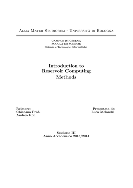 Introduction to Reservoir Computing Methods