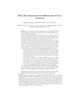 Black-Box Separations for Differentially Private Protocols