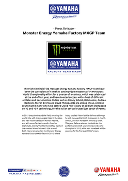 Monster Energy Yamaha Factory MXGP Team