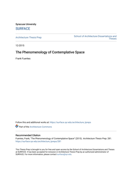 The Phenomenology of Contemplative Space