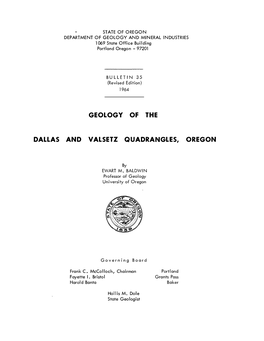 DOGAMI Bulletin 35, Geology of the Dallas and Valsetz Quadrangles, Oregon