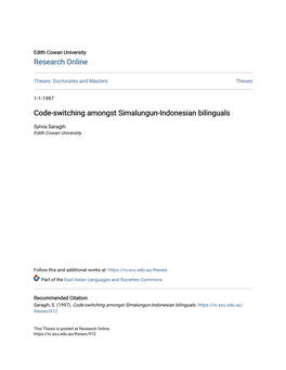 Code-Switching Amongst Simalungun-Indonesian Bilinguals