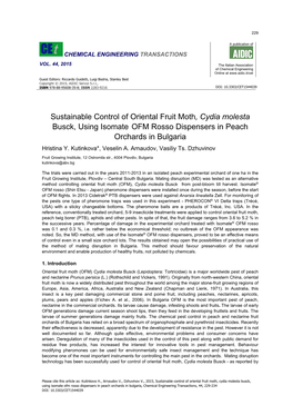 Sustainable Control of Oriental Fruit Moth, Cydia Molesta Busck, Using