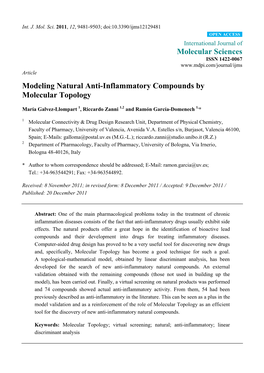 Modeling Natural Anti-Inflammatory Compounds by Molecular Topology