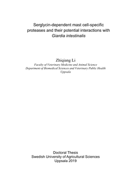Serglycin-Dependent Mast Cell-Specific Proteases and Their Potential Interactions with Giardia Intestinalis