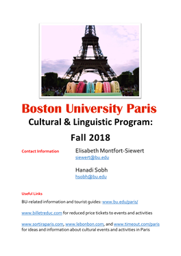 Boston University Paris Cultural & Linguistic Program: Fall 2018